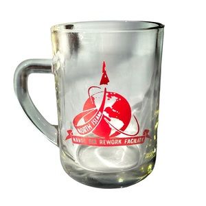 Vintage Mug North Island Naval Air Rework Facility Military Navy Glass Graphic
